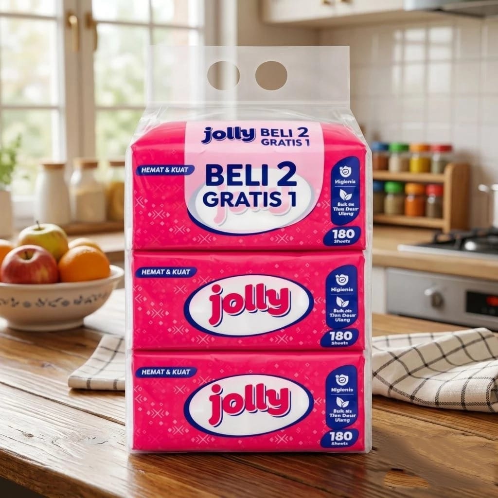 (Beli 2 Gratis 1) Tissue Jolly Facial Soft Pack 180s