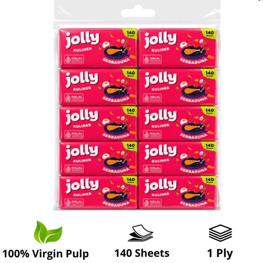 (Isi 10) Tissue Jolly Kuliner Pop Up 140s (Tissue Napkin)