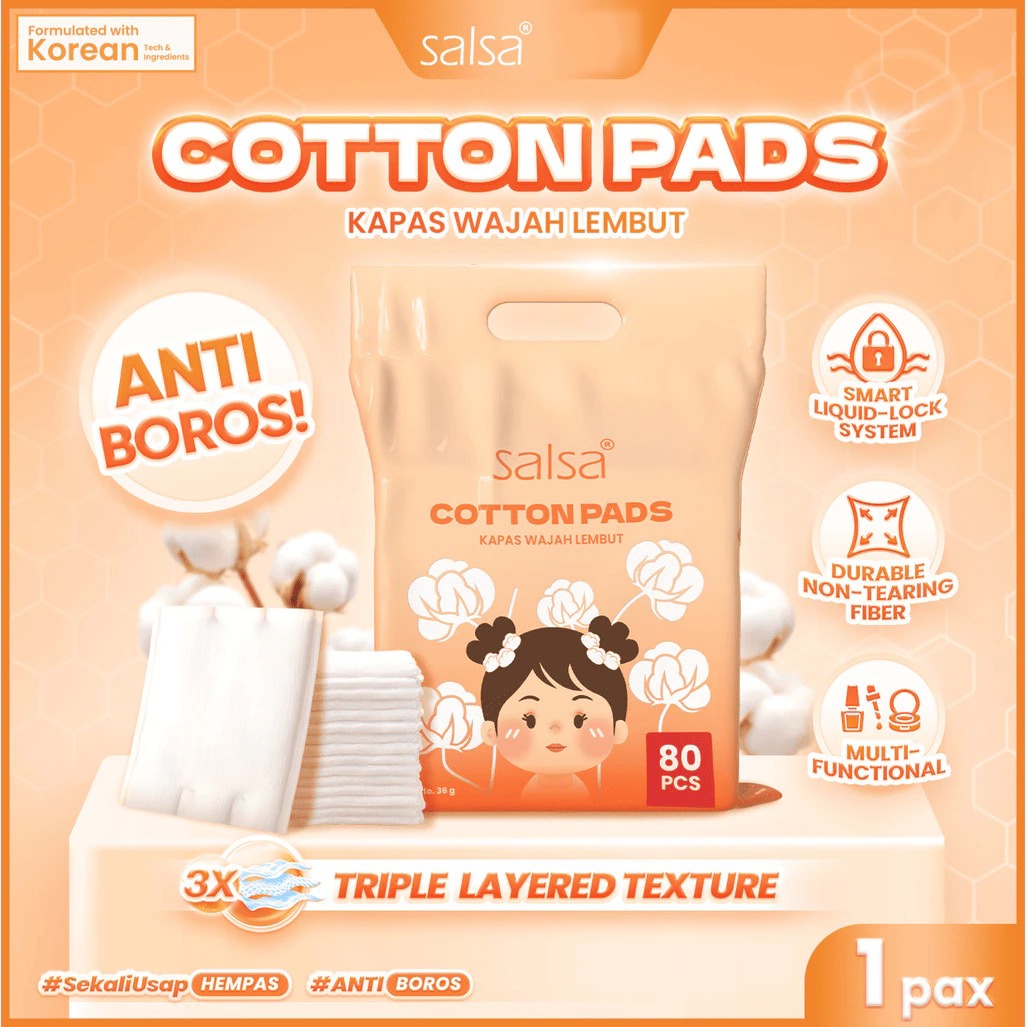Salsa Cotton Pad 80pcs (Kapas Kecantikan)