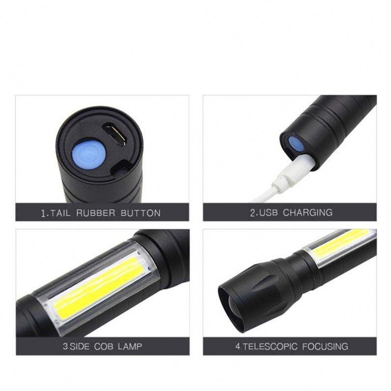 Senter Mini LED 511 XT USB Rechargeable + Free Box