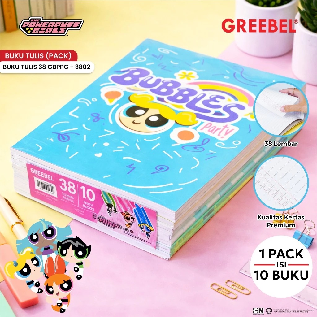 GREEBEL Buku Tulis 38 Lembar Power Puff Girl (GBPPG - 3802) - (A5 210x160mm)