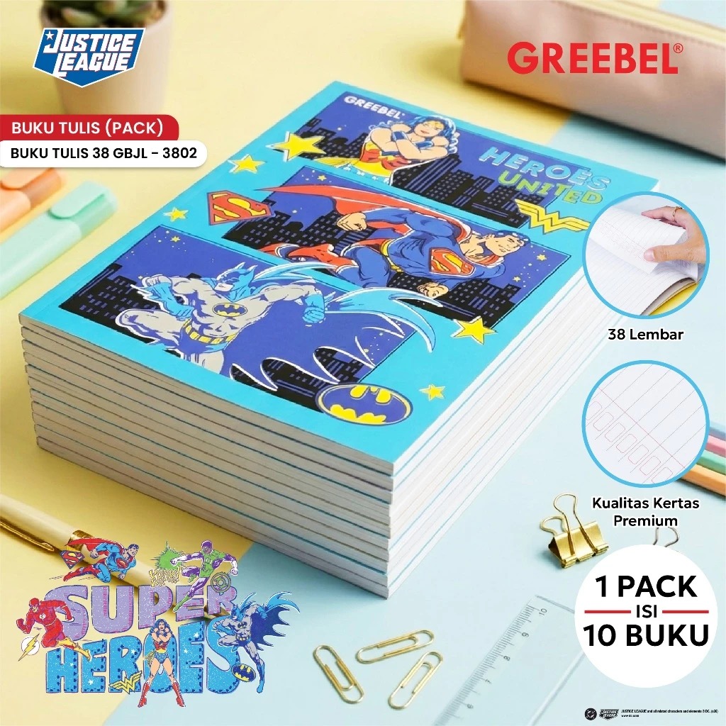 GREEBEL Buku Tulis 38 Lembar Justice League (GBJL - 3802) - (A5 210x160mm)