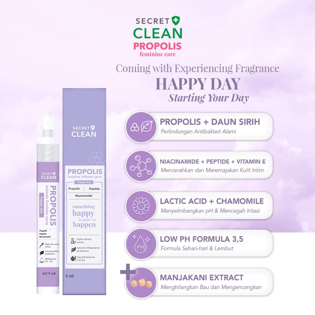 Secret Clean Propolis Happy Intimate Spray 8ml (Ungu)