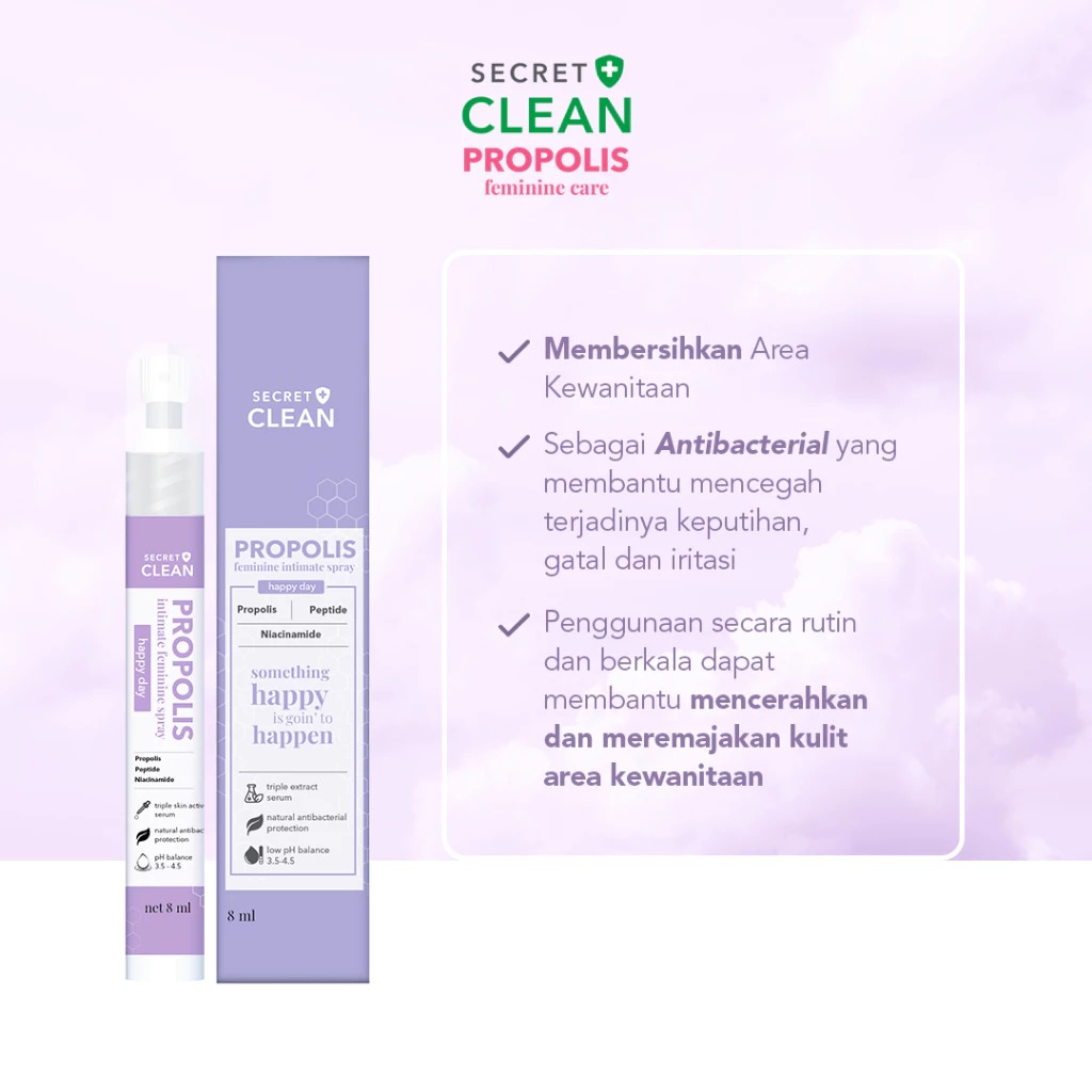 Secret Clean Propolis Happy Intimate Spray 8ml (Ungu)