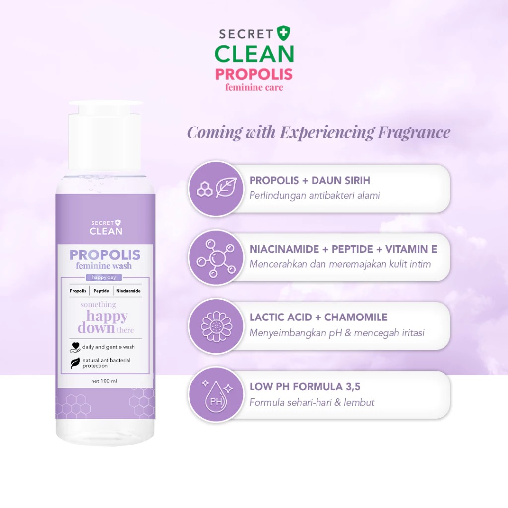 Secret Clean Propolis Happy Wash 100ml (Ungu)