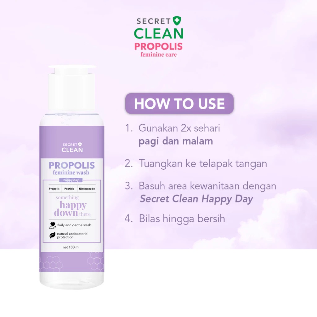 Secret Clean Propolis Happy Wash 100ml (Ungu)