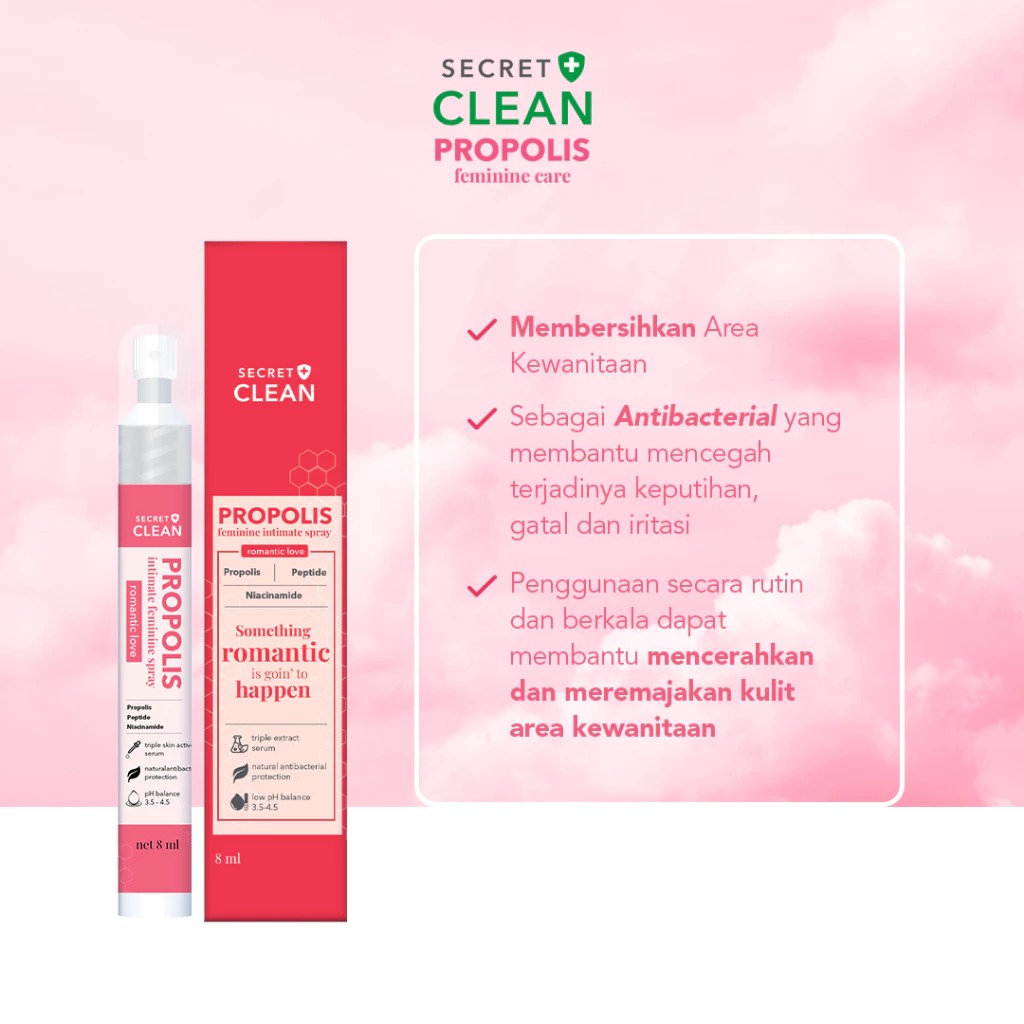 Secret Clean Propolis Romantic Intimate Spray 8ml (Merah)