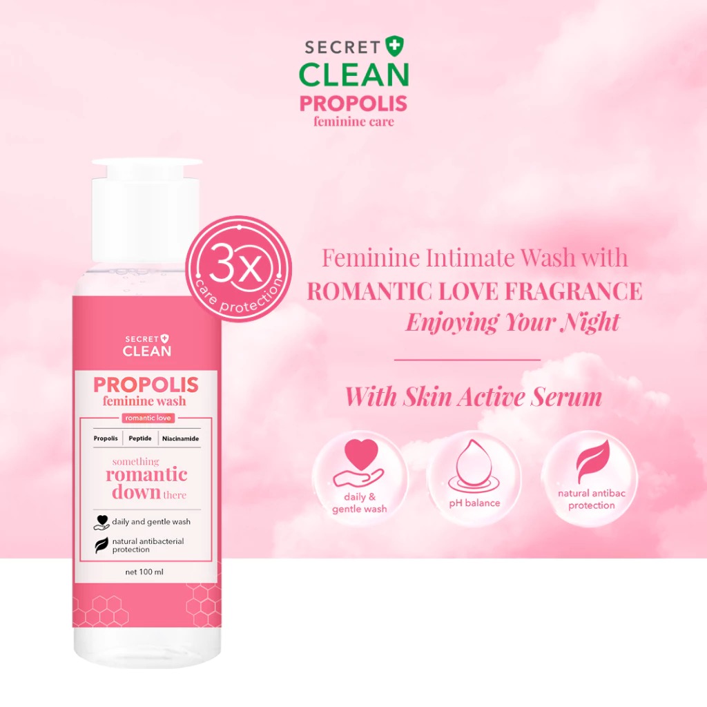 Secret Clean Propolis Romantic Wash 100ml (Merah)