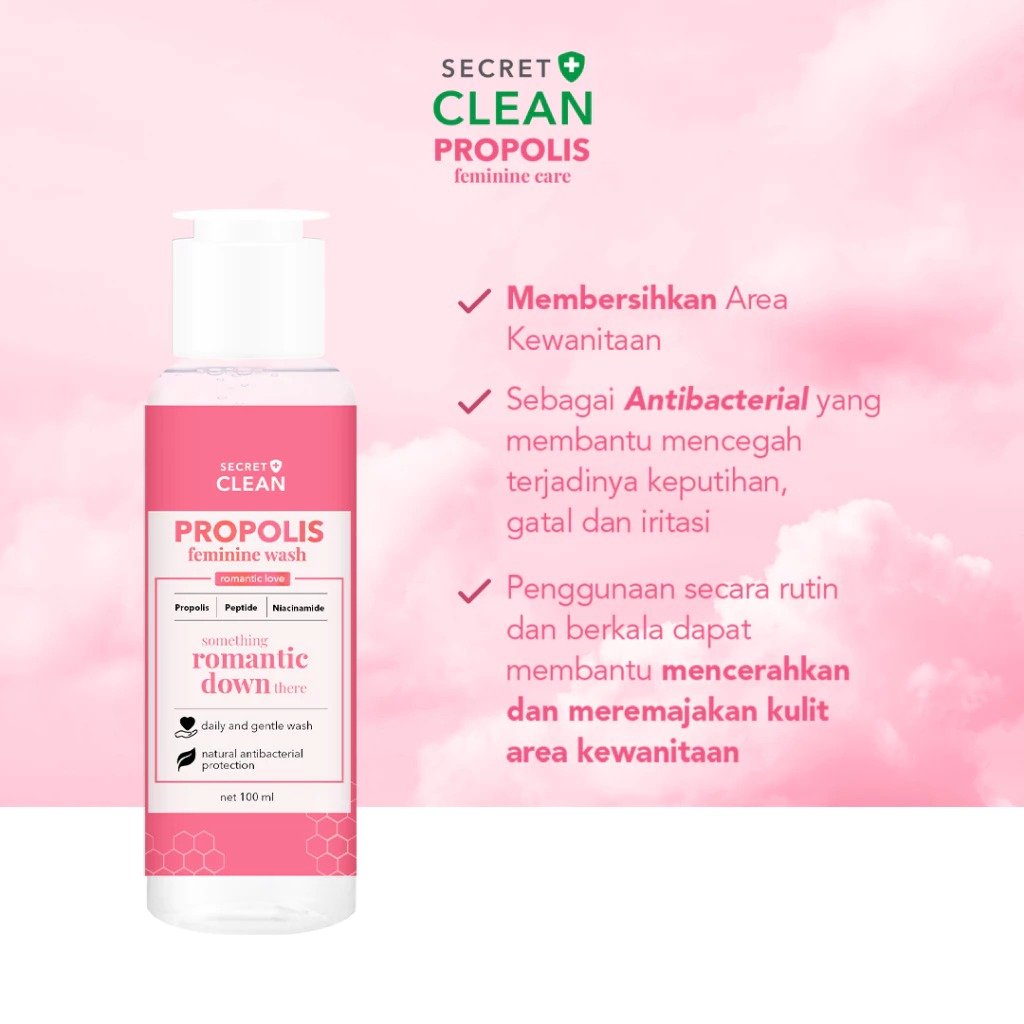 Secret Clean Propolis Romantic Wash 100ml (Merah)