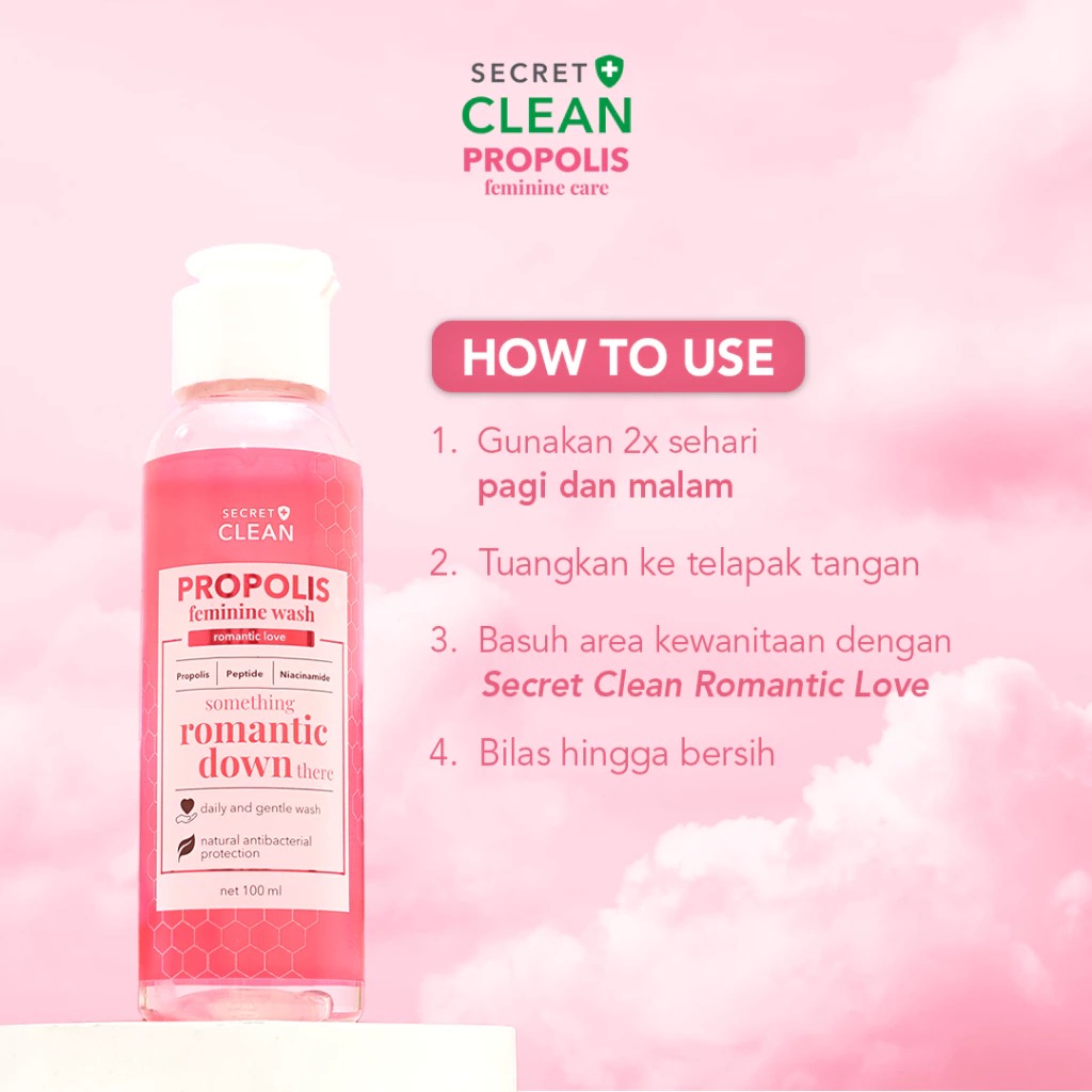 Secret Clean Propolis Romantic Wash 100ml (Merah)