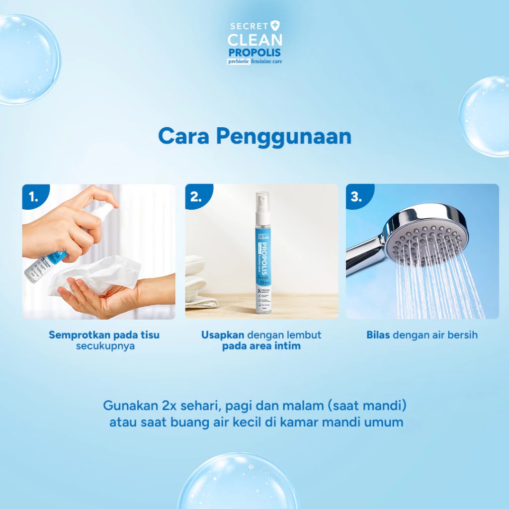 Secret Clean Propolis Prebiotic Fresh Bliss Spray 8ml (Biru)