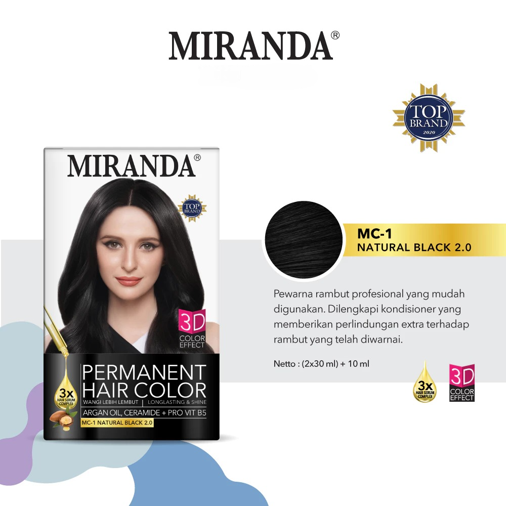 Miranda Permanent Hair Color 30ml - MC 1 Natural Black Miranda Permanent Hair Color 30ml - MC 1 Natural Black