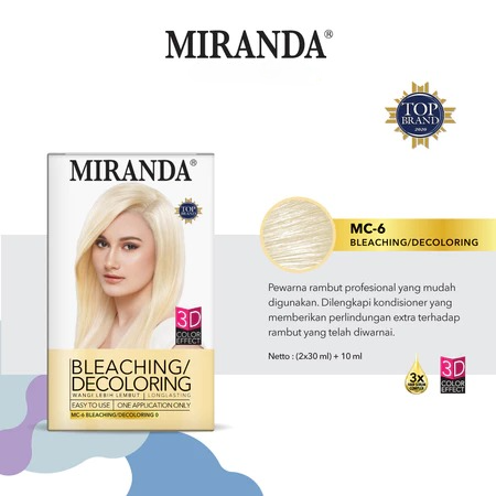 Miranda Permanent Hair Color 30ml - MC 6 Bleaching/Decoloring Miranda Permanent Hair Color 30ml - MC 6 Bleaching/Decoloring