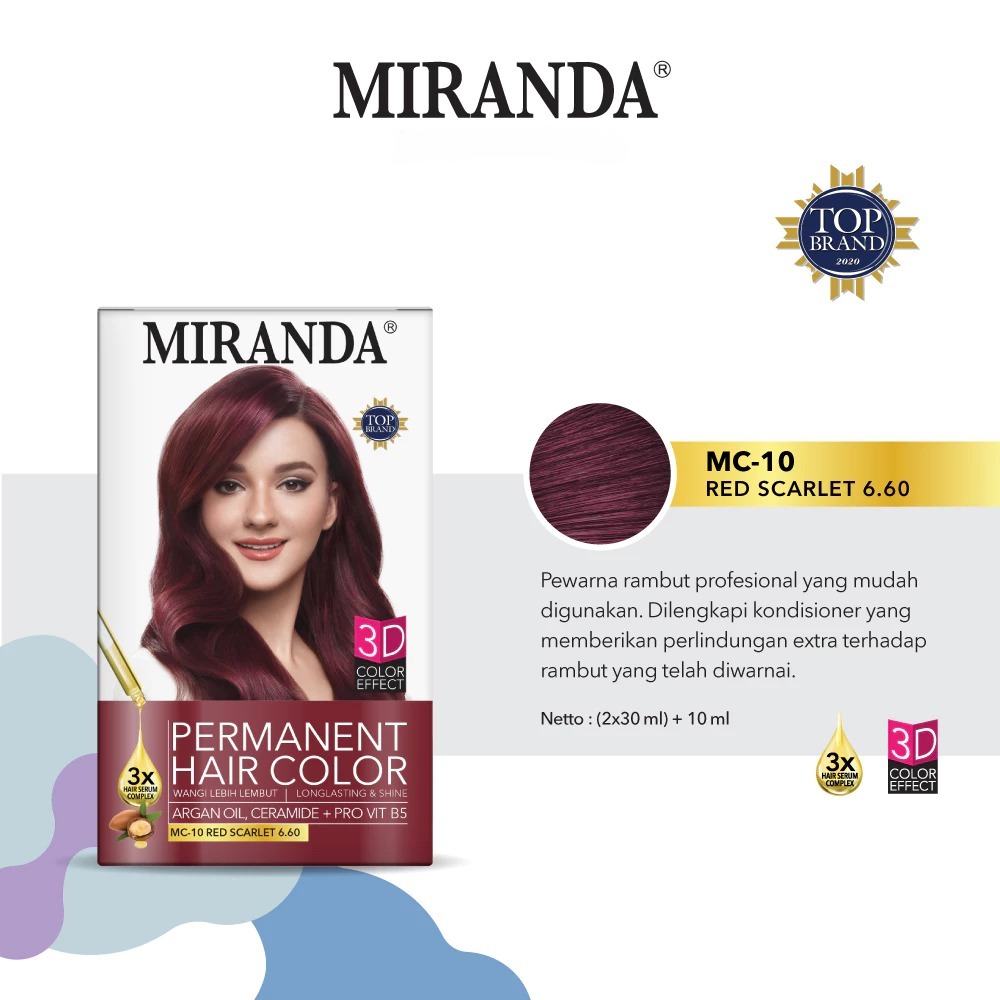 Miranda Permanent Hair Color 30ml - MC 10 Red Scarlet