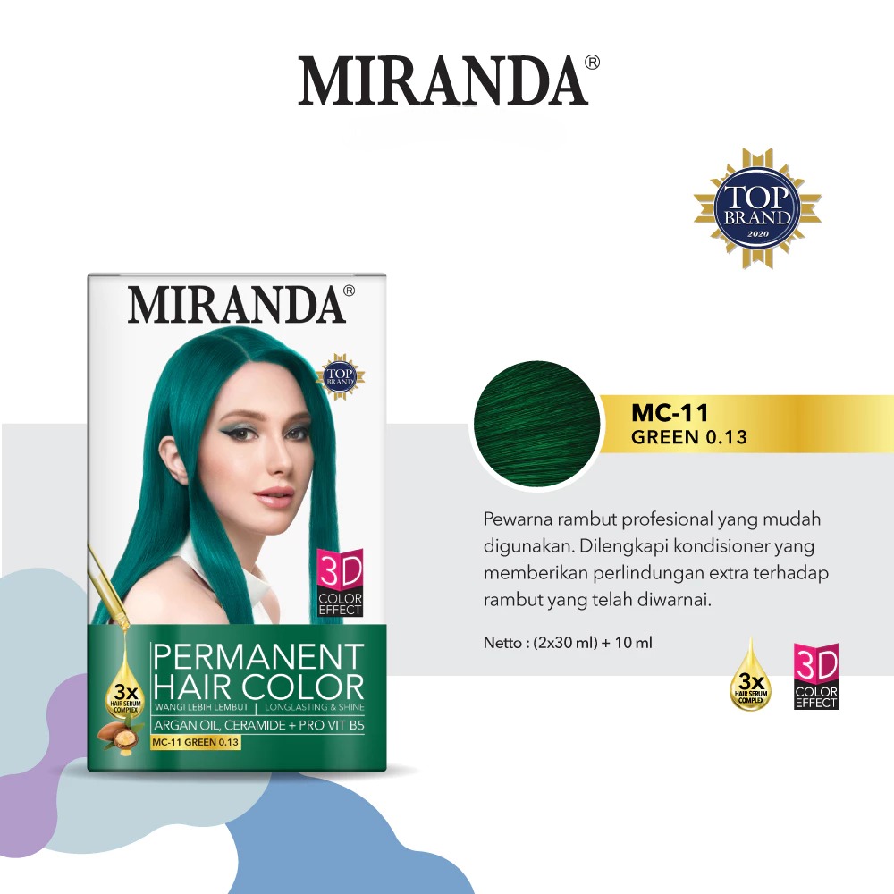 Miranda Permanent Hair Color 30ml - MC 11 Green