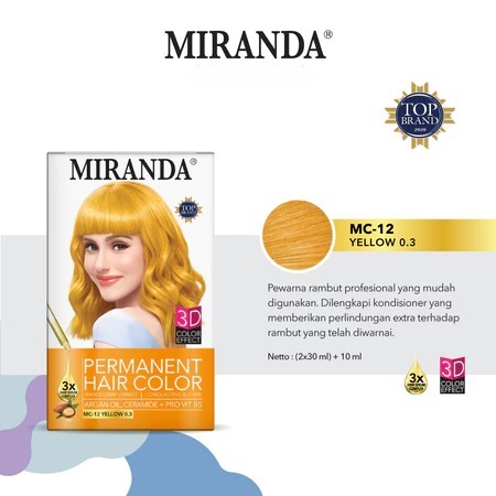 Miranda Permanent Hair Color 30ml - MC 12 Yellow Miranda Permanent Hair Color 30ml - MC 12 Yellow