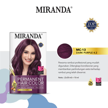 Miranda Permanent Hair Color 30ml - MC 13 Dark Purple