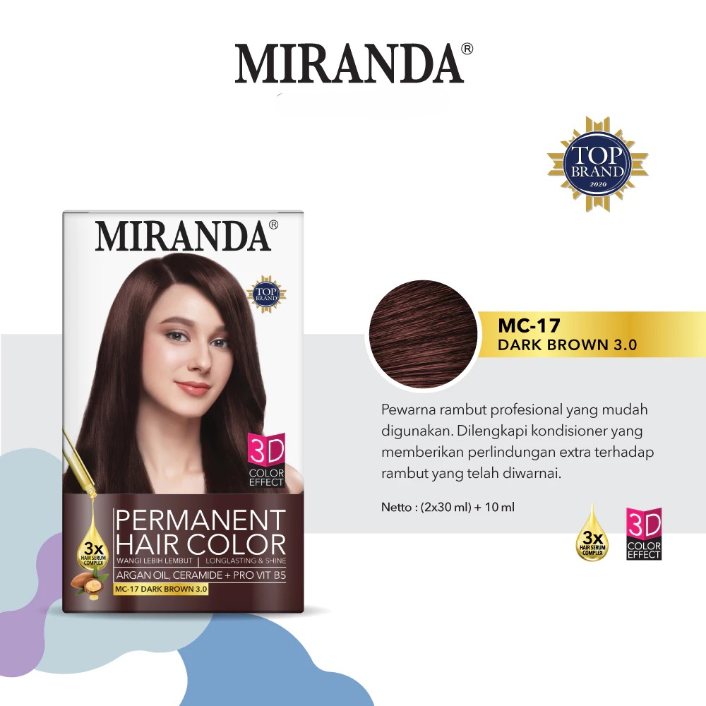 Miranda Permanent Hair Color 30ml - MC 17 Dark Brown Miranda Permanent Hair Color 30ml - MC 17 Dark Brown