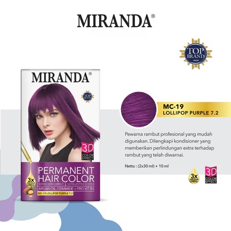 Miranda Permanent Hair Color 30ml - MC 19 Lollipop Purple Miranda Permanent Hair Color 30ml - MC 19 Lollipop Purple