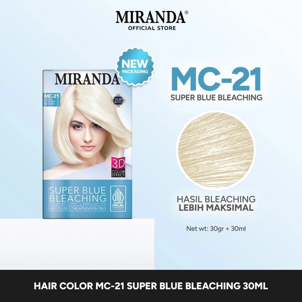 Miranda Permanent Hair Color 30ml - MC 21 Super Blue Bleaching