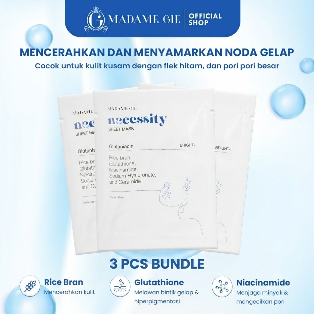 (Beli 2 Gratis 1) Madame Gie Necessity Sheet Mask 25ml - Glutaniacin (Bright)