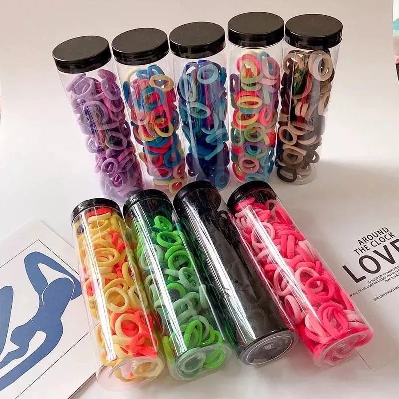 Ikat Rambut Kecil Isi 100pcs - COKLAT (Pack Toples)