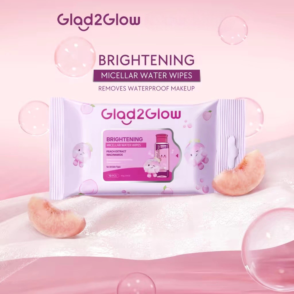 Glad 2 Glow Micellar Water Wipes 10s - Brightening (Peach Brightening)