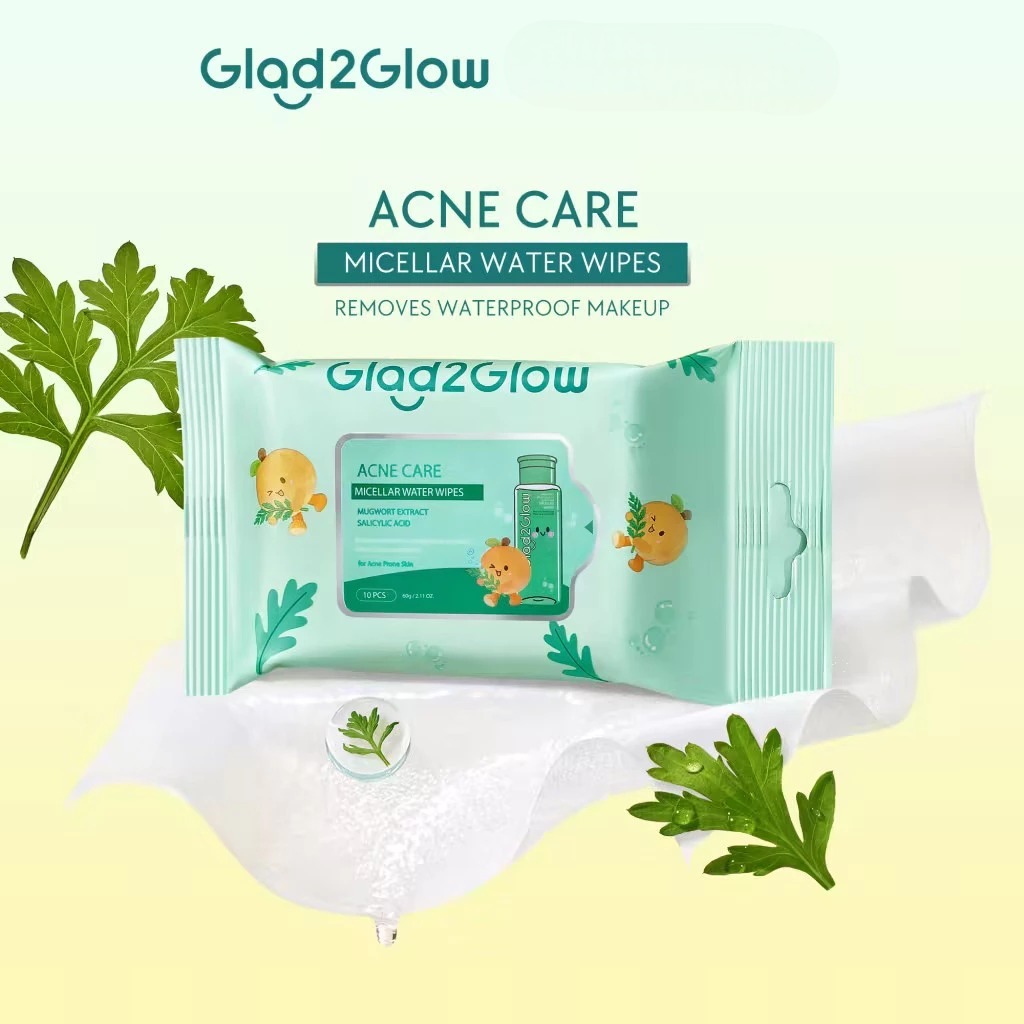 Glad 2 Glow Micellar Water Wipes 10s - Acne Care (Mugwort Acne Care)