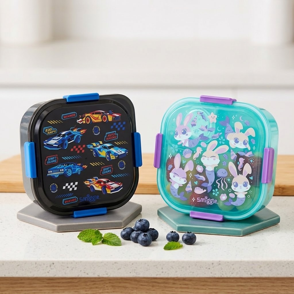 SMGL Lunch Box 3 Sekat 1200ml - Tosca Duyung (Kotak Bekal Free Sendok + Tempat Saus)