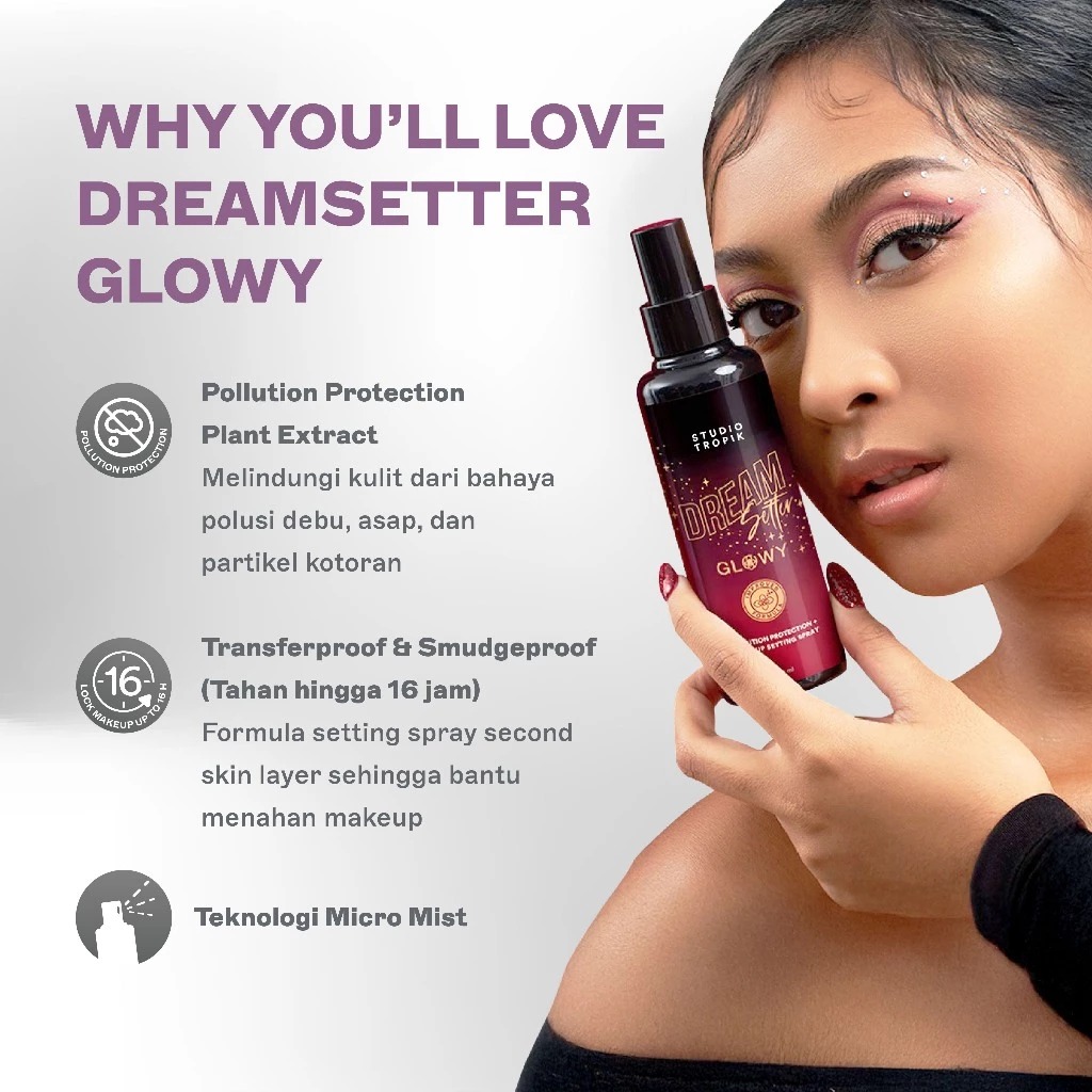 Studio Tropik Bb Size Dream Setter Pollution Protection + Make-up Setting Spray 130ml - Glowy