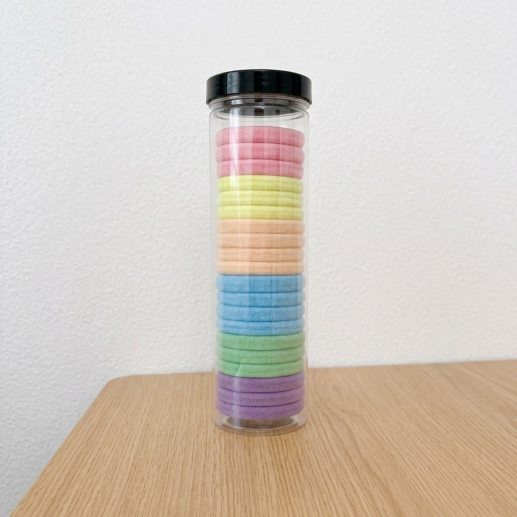 Ikat Rambut Donat Diameter 4cm Isi 20 pcs - Pastel (Pack Toples)
