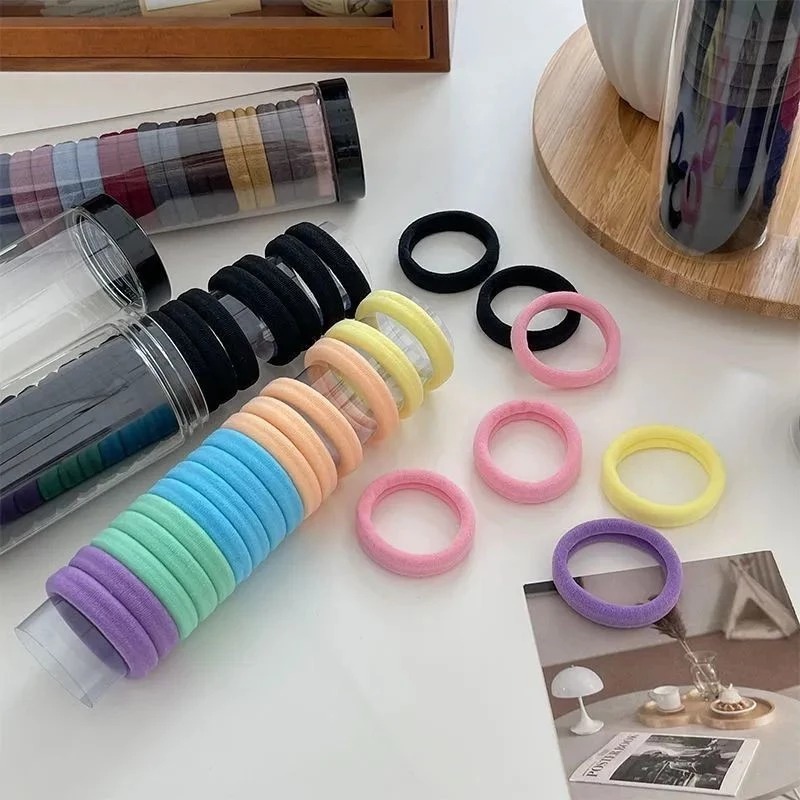 Ikat Rambut Donat Diameter 4cm Isi 20 pcs - Pastel (Pack Toples)