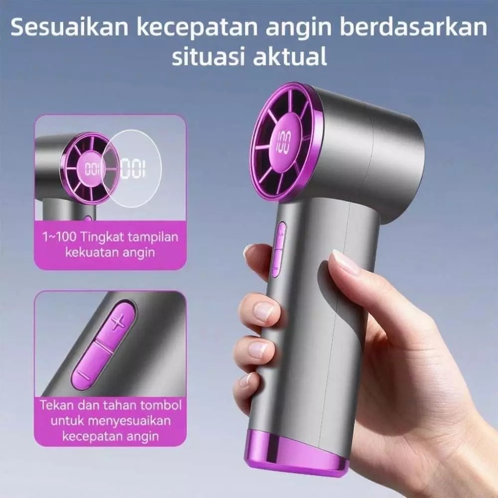Kipas Angin Genggam LED Wuji Handheld Fan - GREY (DS1013)