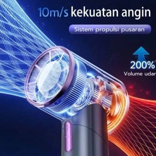 Kipas Angin Genggam LED Wuji Handheld Fan - GREY (DS1013)