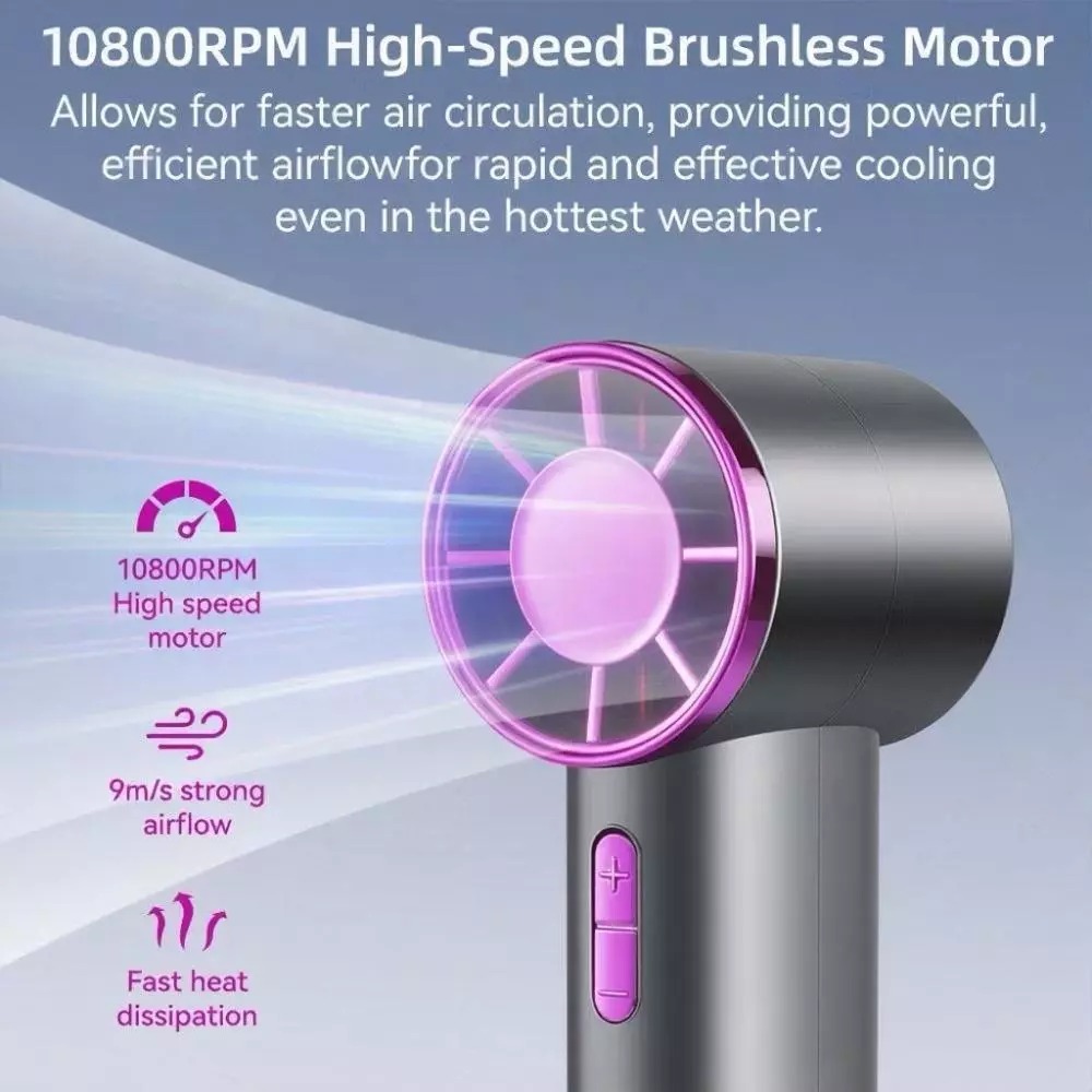 Kipas Angin Genggam LED Wuji Handheld Fan - BEIGE (DS1013)