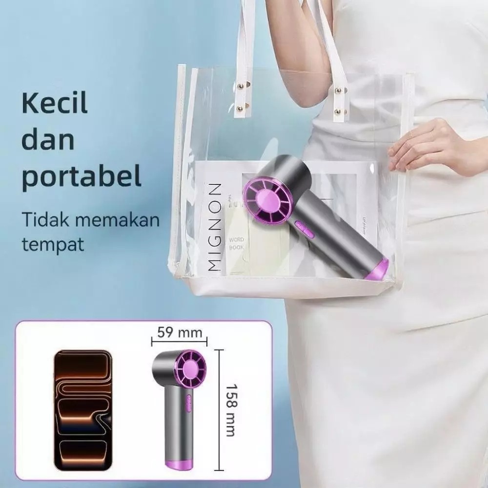 Kipas Angin Genggam LED Wuji Handheld Fan - BEIGE (DS1013)