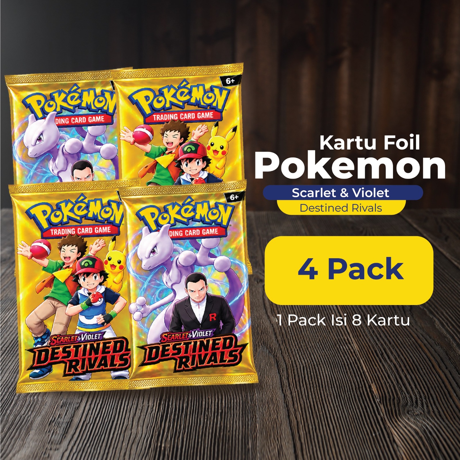(Isi 4) Kartu Foil Pokemon Scarlet & Violet - Destined Rivals (Trading Card Game)