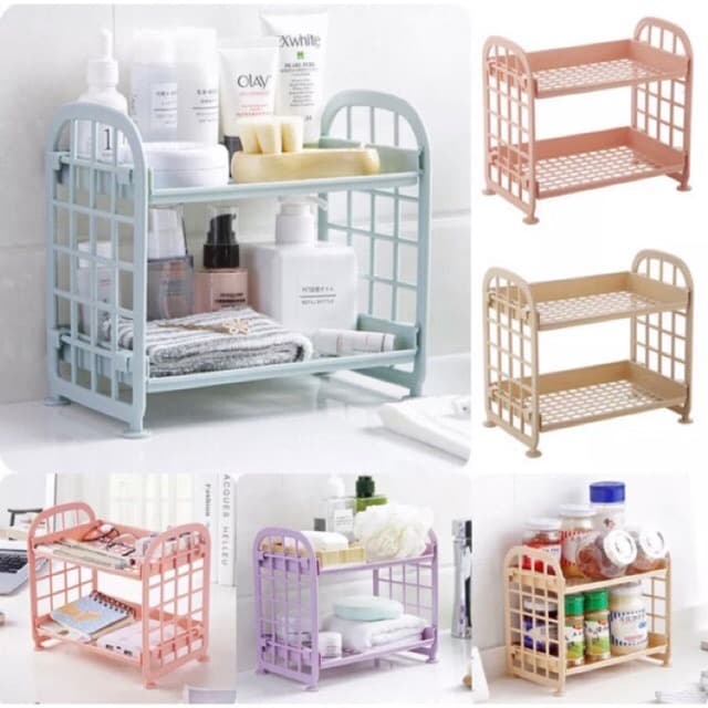 Rak Plastik Polos Mini 2 Susun - Rak Dapur/Kosmetik Tingkat
