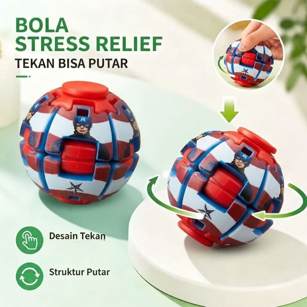 Mainan Fidget Spinner Press Gyroball Superhero - Batman (Bola Gasing Tekan)