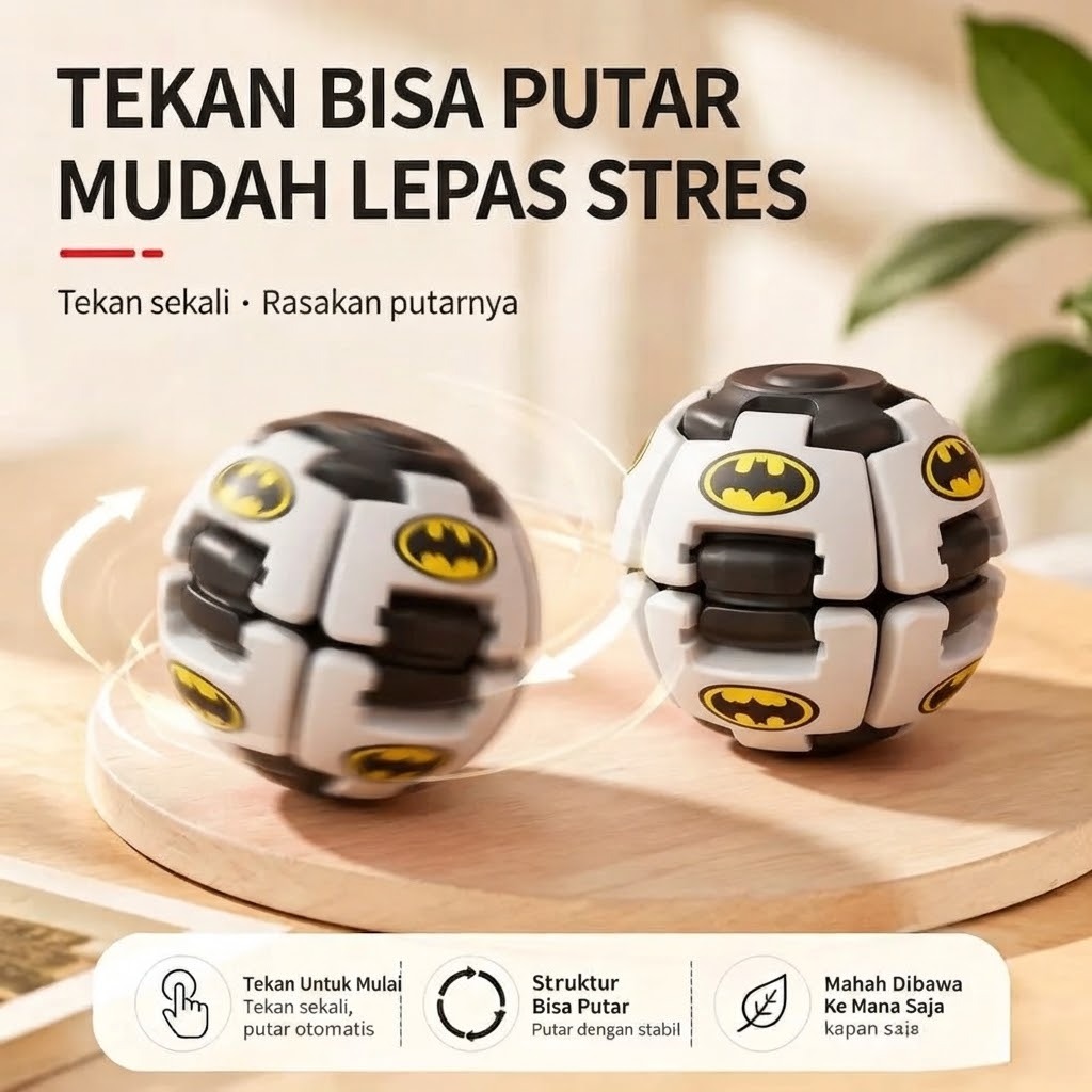 Mainan Fidget Spinner Press Gyroball Superhero - Batman (Bola Gasing Tekan)