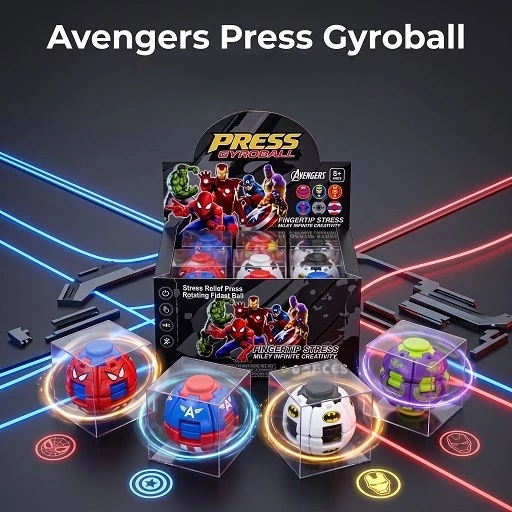 Mainan Fidget Spinner Press Gyroball Superhero - Superman (Bola Gasing Tekan)