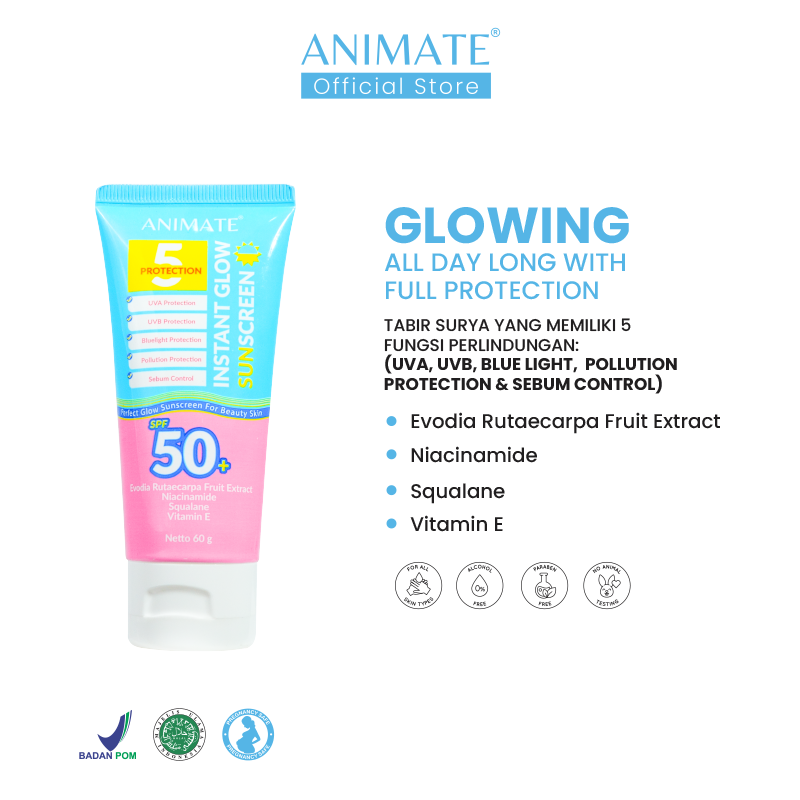 Animate Instant Glow Sunscreen 5 Protection SPF50+ 60gr
