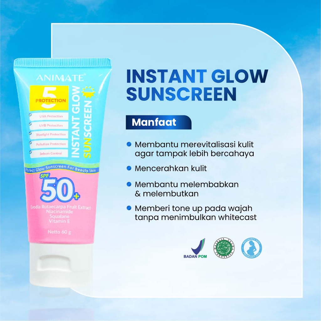 Animate Instant Glow Sunscreen 5 Protection SPF50+ 60gr