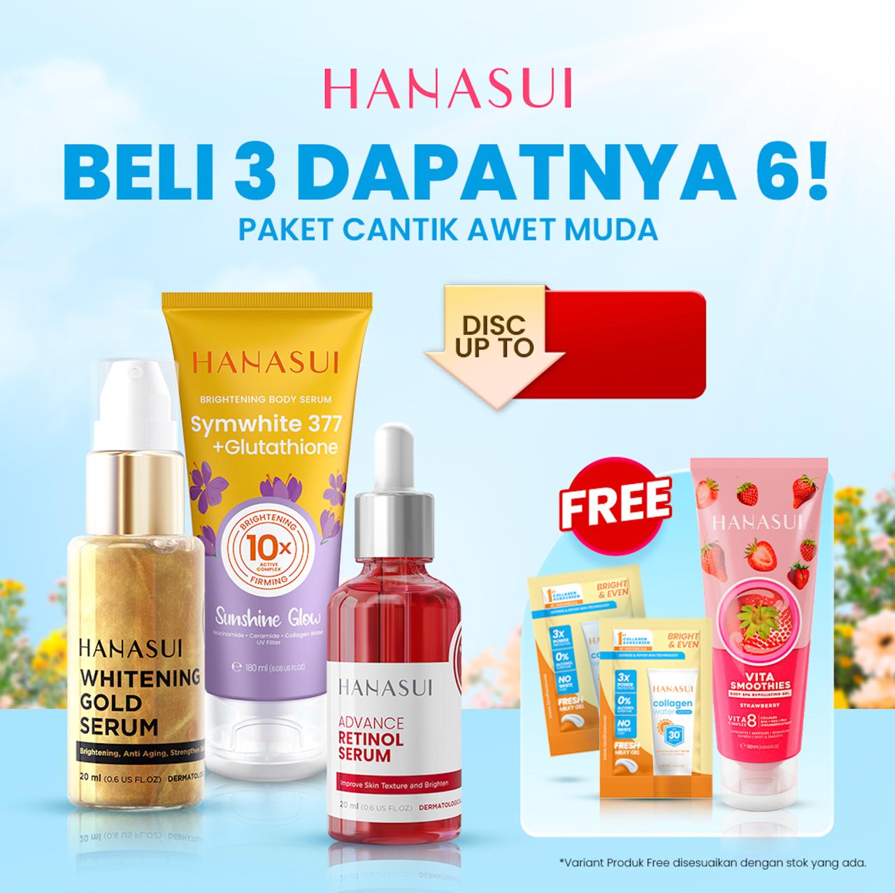 (PAKET ISI 3) Hanasui Serum & Bodycare - Cantik Awet Muda