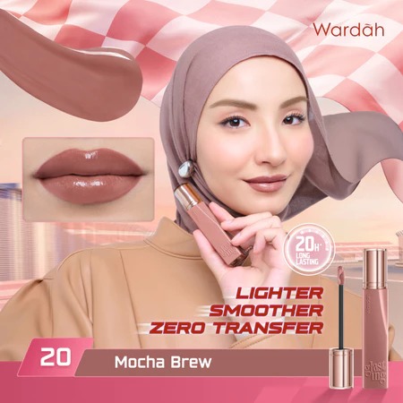 Wardah Glasting Liquid Lip 3.5gr (Lip Cream Transferproof) - 20 Mocha Brew