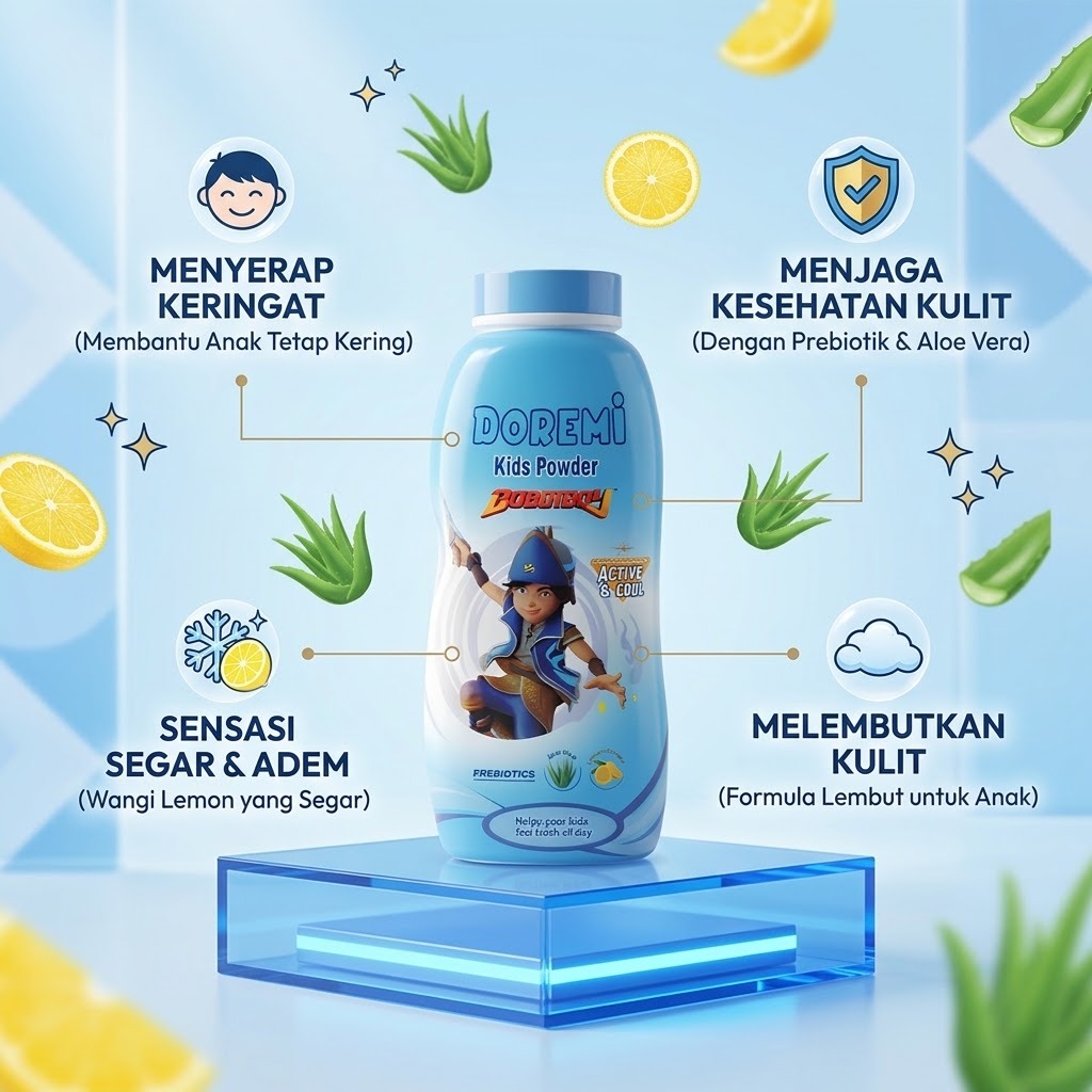 Doremi Kids Powder 150gr - Boboiboy Active & Cool (BIRU)