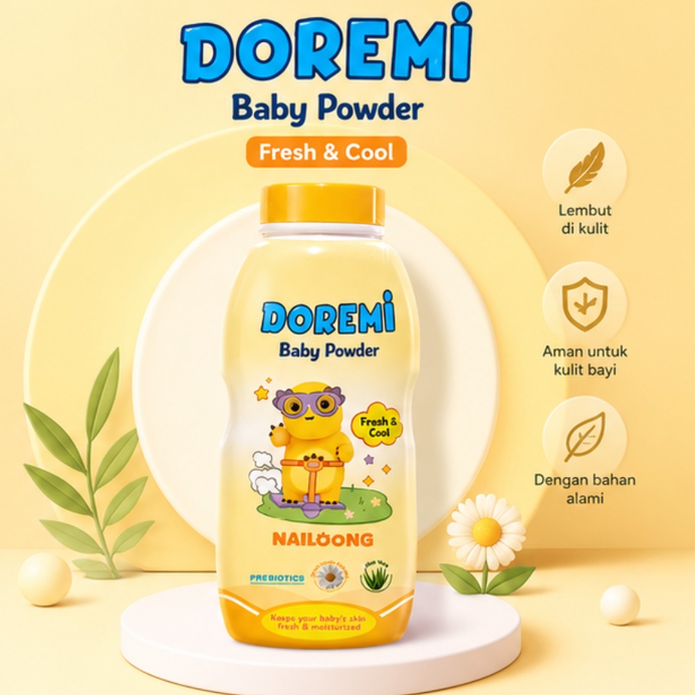 Doremi Baby Powder 150gr - Nailoong Fresh & Cool (KUNING)