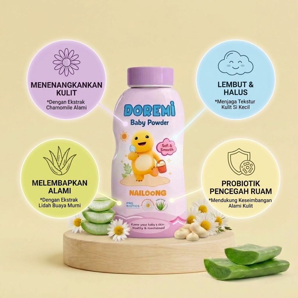 Doremi Baby Powder 150gr - Nailoong Soft & Smooth (UNGU)