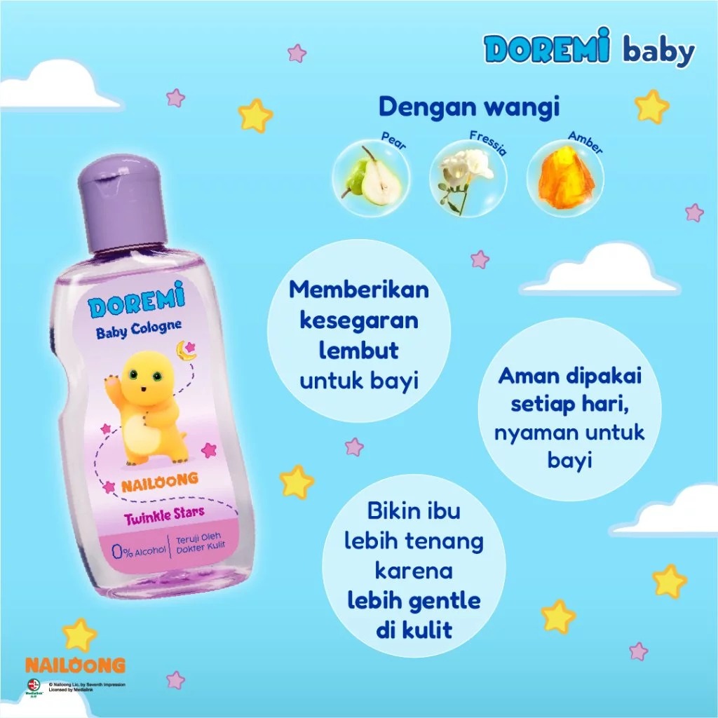 Doremi Baby Cologne 100ml - Nailoong Twinkle Stars (UNGU)