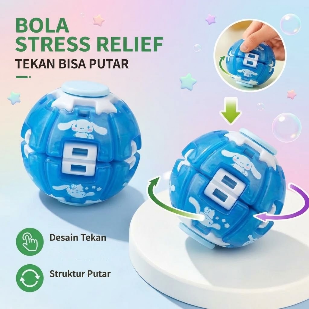 Mainan Fidget Ball Spinner Karakter Sanrio - Hello Kitty (MERAH)